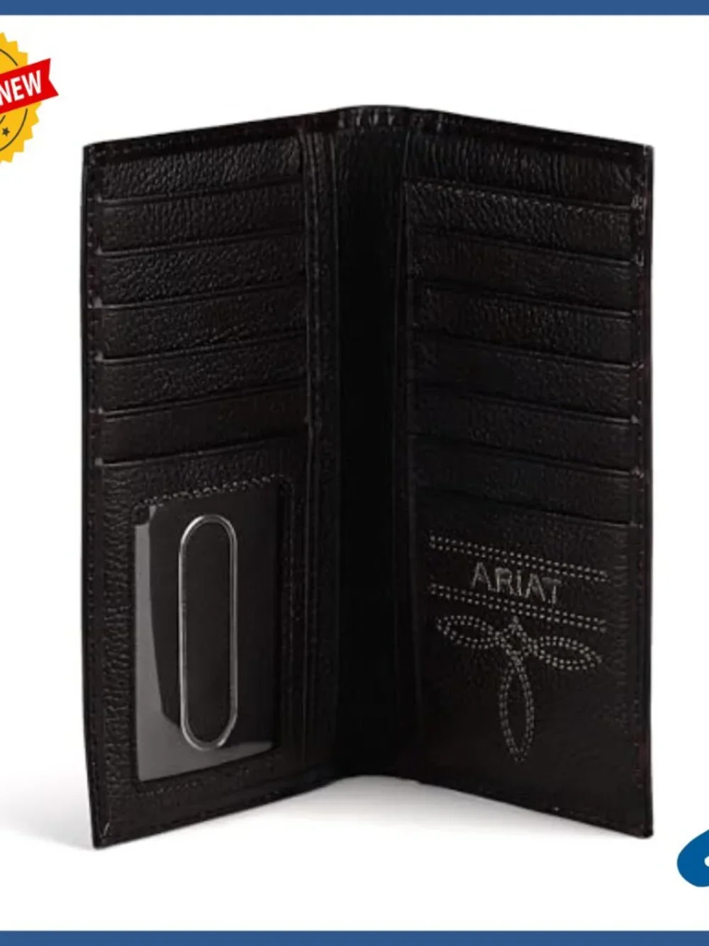 Genuine Leather Bifold Wallet with Feather Embossed Design